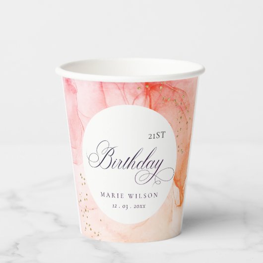 Abstract Pastel Roze Sinaasappel Elke zondag Papieren Bekers (Voorkant)