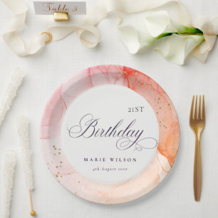 Abstract Pastel Roze Sinaasappel Elke zondag Papieren Bordje