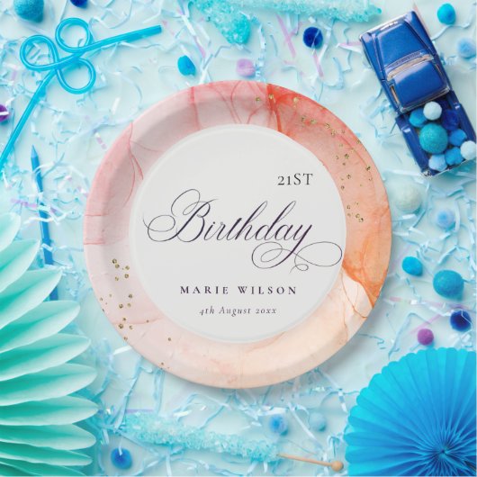 Abstract Pastel Roze Sinaasappel Elke zondag Papieren Bordje (Feest)