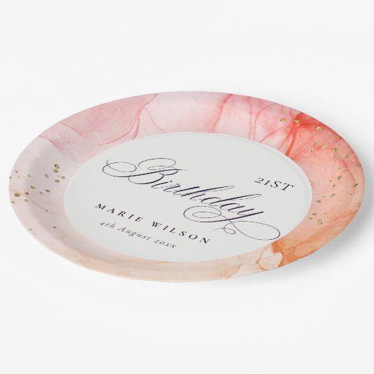 Abstract Pastel Roze Sinaasappel Elke zondag Papieren Bordje (Gekanteld)