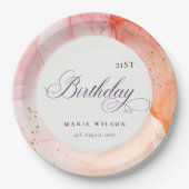 Abstract Pastel Roze Sinaasappel Elke zondag Papieren Bordje (Voorkant)