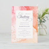 Abstract Pastel Roze Sinaasappel Sweet 16 Birthday Kaart (Staand voorkant)