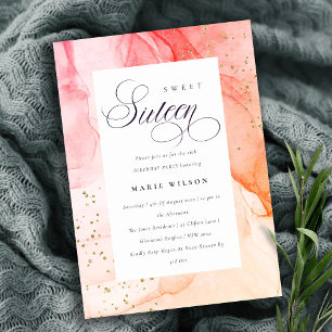 Abstract Pastel Roze Sinaasappel Sweet 16 Birthday Kaart