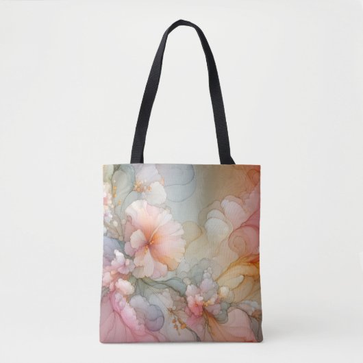 Abstract Pastel Sea Foam Floral Cloud Landscape Tote Bag (Voorkant)