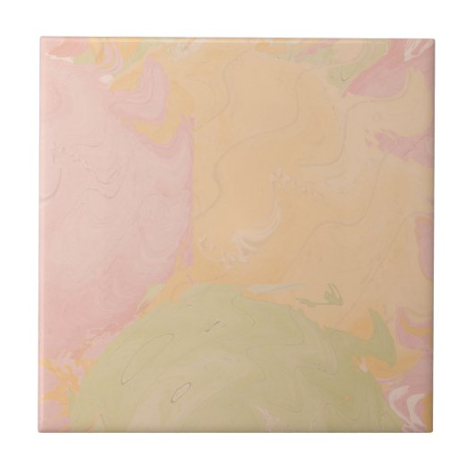 Abstract Pastel Swirl Peach Tegeltje (Voorkant)