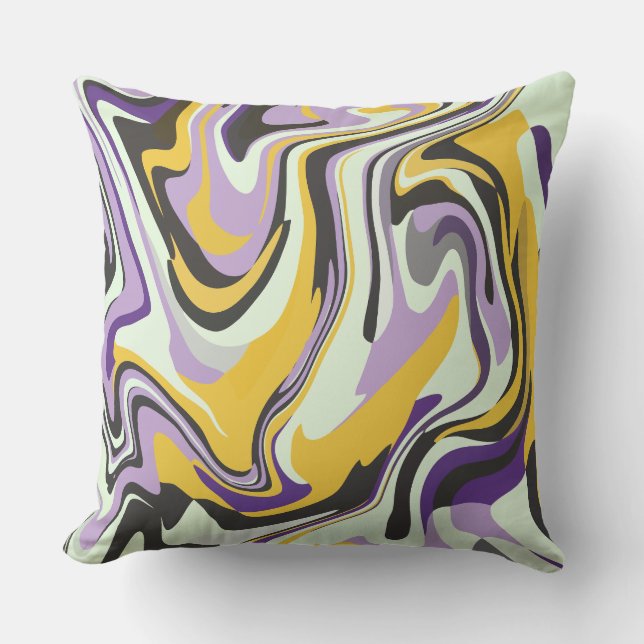 Abstract Pastel Swirl with Yellow and Purple Kussen (Voorkant)