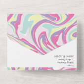 Abstract Pastel Vloeibaar Roze Bruiloft All In One Uitnodiging (Achterkant)