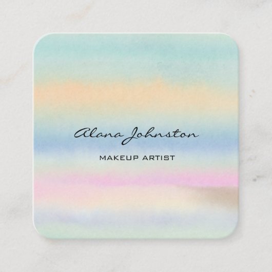 Abstract Pastel Watercolor Square Business Card Vierkante Visitekaartje (Voorkant)