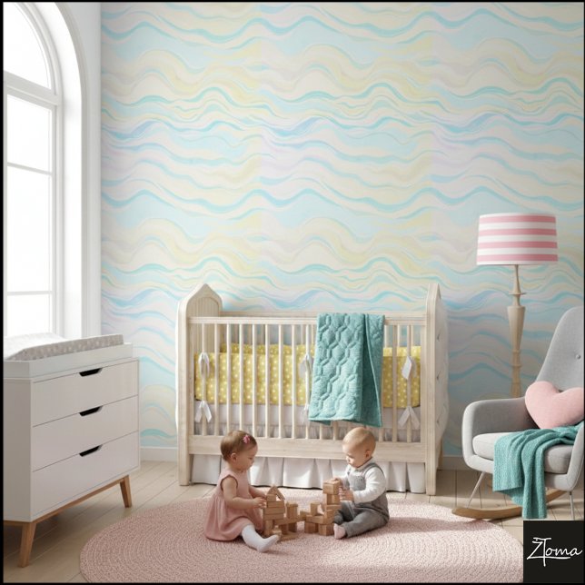 Abstract Pastel Watercolor Wavy Seamless Pattern Behang (Creator heeft geüpload)