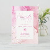 Abstract Pastel Waterverf Roze Paarse Verjaardag Save The Date (Staand voorkant)