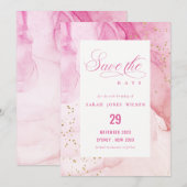 Abstract Pastel Waterverf Roze Paarse Verjaardag Save The Date (Voorkant / Achterkant)