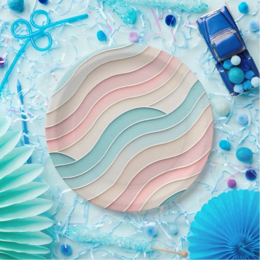 Abstract Pastel Waves – Elegant Modern Pattern  Papieren Bordje (Feest)