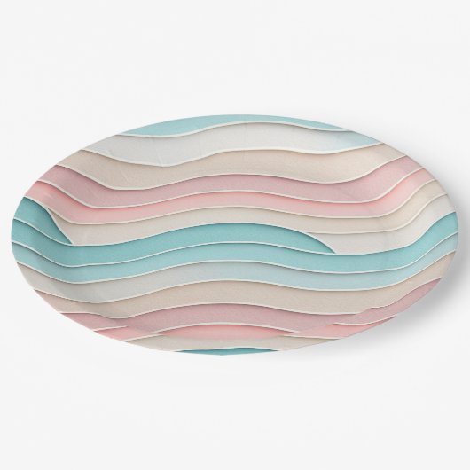 Abstract Pastel Waves – Elegant Modern Pattern Papieren Bordje (Gekanteld)