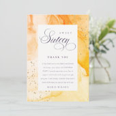 Abstract Pastel Yellow Oranje Sweet 16 Birthday Bedankkaart (Staand voorkant)