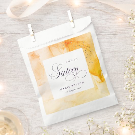 Abstract Pastel Yellow Oranje Sweet 16 Birthday Bedankzakje (Geknipt)