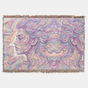 Abstract Pastel Zachte Gezichtsportret Inkt Dekens Deken