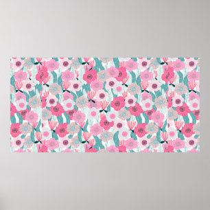 Abstract pastelbloempatroon. Mooie roze bloem Poster