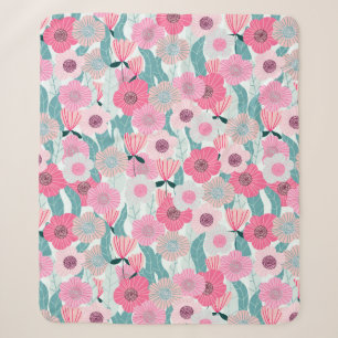 Abstract pastelbloempatroon. Mooie roze bloem Sherpa Deken