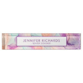 Abstract pastelinktpatroon gepersonaliseerd naambordje (Voorkant)