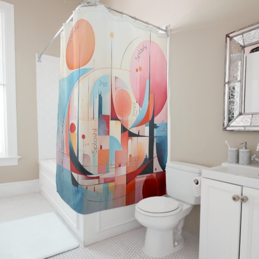 Abstract, pastelkleur, glanzend, plons, plons douchegordijn (In situ)