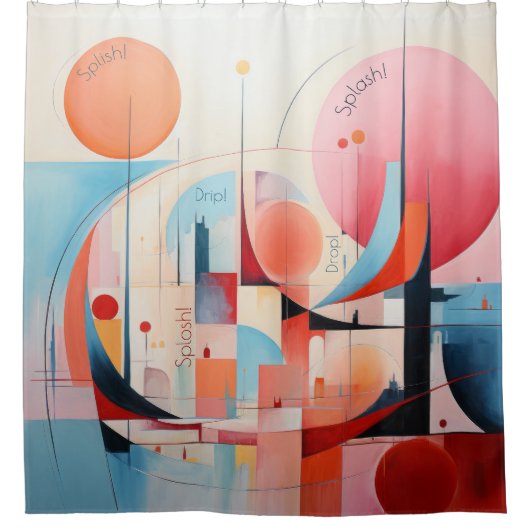 Abstract, pastelkleur, glanzend, plons, plons douchegordijn (Voorkant)