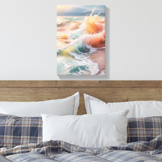 Abstract pastelolieverfschilderij canvas afdruk (Insitu (Slaapkamer))