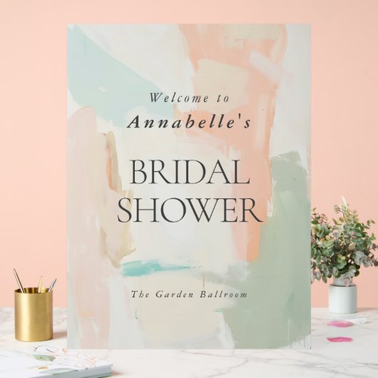 Abstract pastelschilderij Elegant Vrijgezellenfees Acryl Bord (Huwelijk)