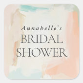 Abstract Pastelschilderij Elegante Bruidsdouche Vierkante Sticker (Voorkant)