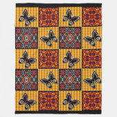 Abstract patchwork-quiltief retro- patroon fleece deken (Voorkant)