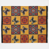Abstract patchwork-quiltief retro- patroon fleece deken (Voorkant (Horizontaal))