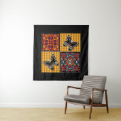 Abstract patchwork-quiltief retro- patroon wandkleed (In situ)