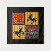 Abstract patchwork-quiltief retro- patroon wandkleed (Voorkant)