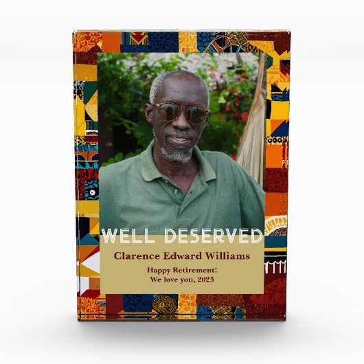 Abstract Patchwork Retirement Gift for Black Dad Fotoblokken (Voorkant)
