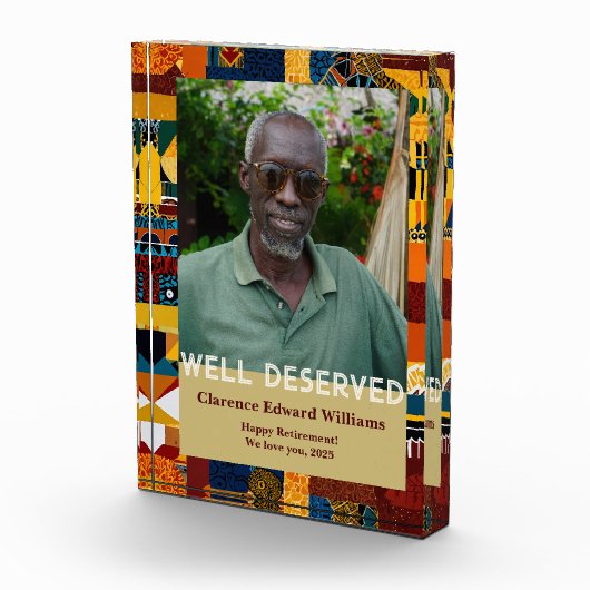 Abstract Patchwork Retirement Gift for Black Dad Fotoblokken (Rechts)