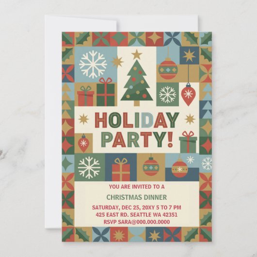 Abstract Patchwork Vakantie Kerstfeest Kaart (Voorkant)