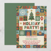 Abstract Patchwork Vakantie Kerstfeest Kaart (Voorkant / Achterkant)
