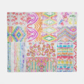 Abstract patchwork, waterverf tie kleurstofpatroon fleece deken (Voorkant (Horizontaal))