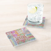 Abstract patchwork, waterverf tie kleurstofpatroon glazen onderzetter (Schuin)