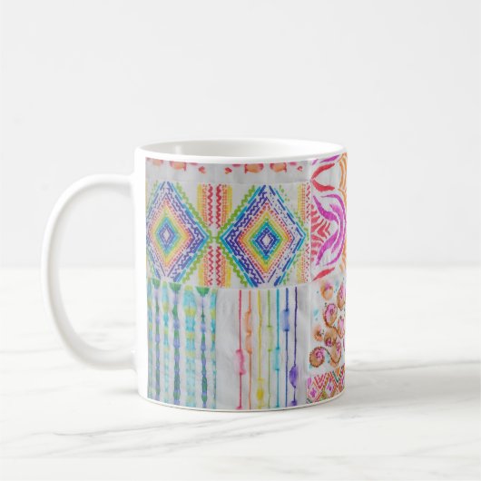 Abstract patchwork, waterverf tie kleurstofpatroon koffiemok (Links)