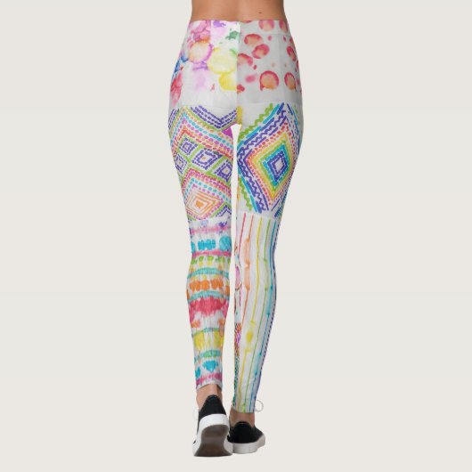Abstract patchwork, waterverf tie kleurstofpatroon leggings (Achterkant)