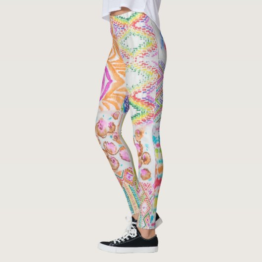 Abstract patchwork, waterverf tie kleurstofpatroon leggings (Links)