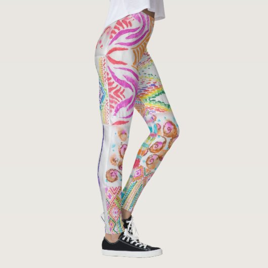 Abstract patchwork, waterverf tie kleurstofpatroon leggings (Rechts)