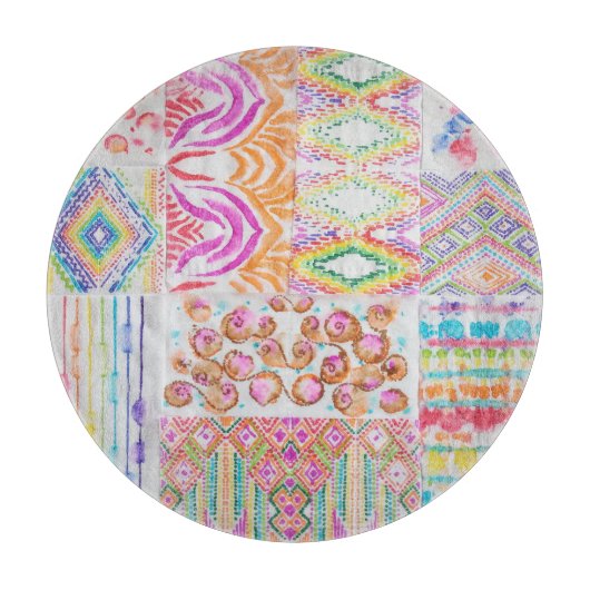 Abstract patchwork, waterverf tie kleurstofpatroon snijplank (Voorkant)