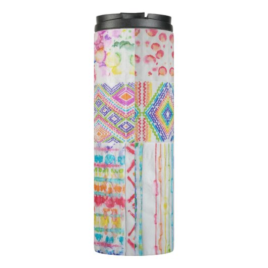 Abstract patchwork, waterverf tie kleurstofpatroon thermosbeker (Achterkant)