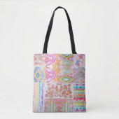 Abstract patchwork, waterverf tie kleurstofpatroon tote bag (Voorkant)