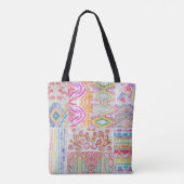 Abstract patchwork, waterverf tie kleurstofpatroon tote bag (Achterkant)