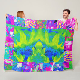 Abstract Patchwork Zonnebloem Tuin Collage Fleece Deken