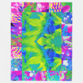 Abstract Patchwork Zonnebloem Tuin Collage Fleece Deken (Voorkant)