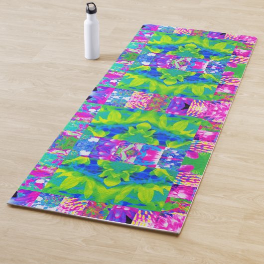Abstract Patchwork Zonnebloem Tuin Collage Yogamat (In situ)
