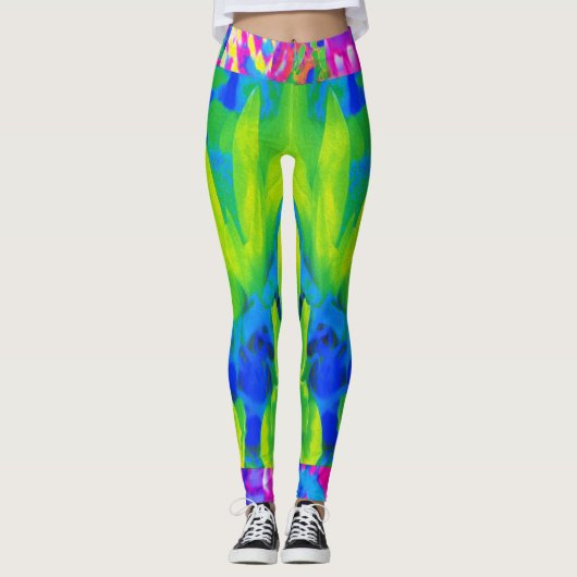 Abstract Patchwork Zonnebloem Tuincollage Leggings (Voorkant)